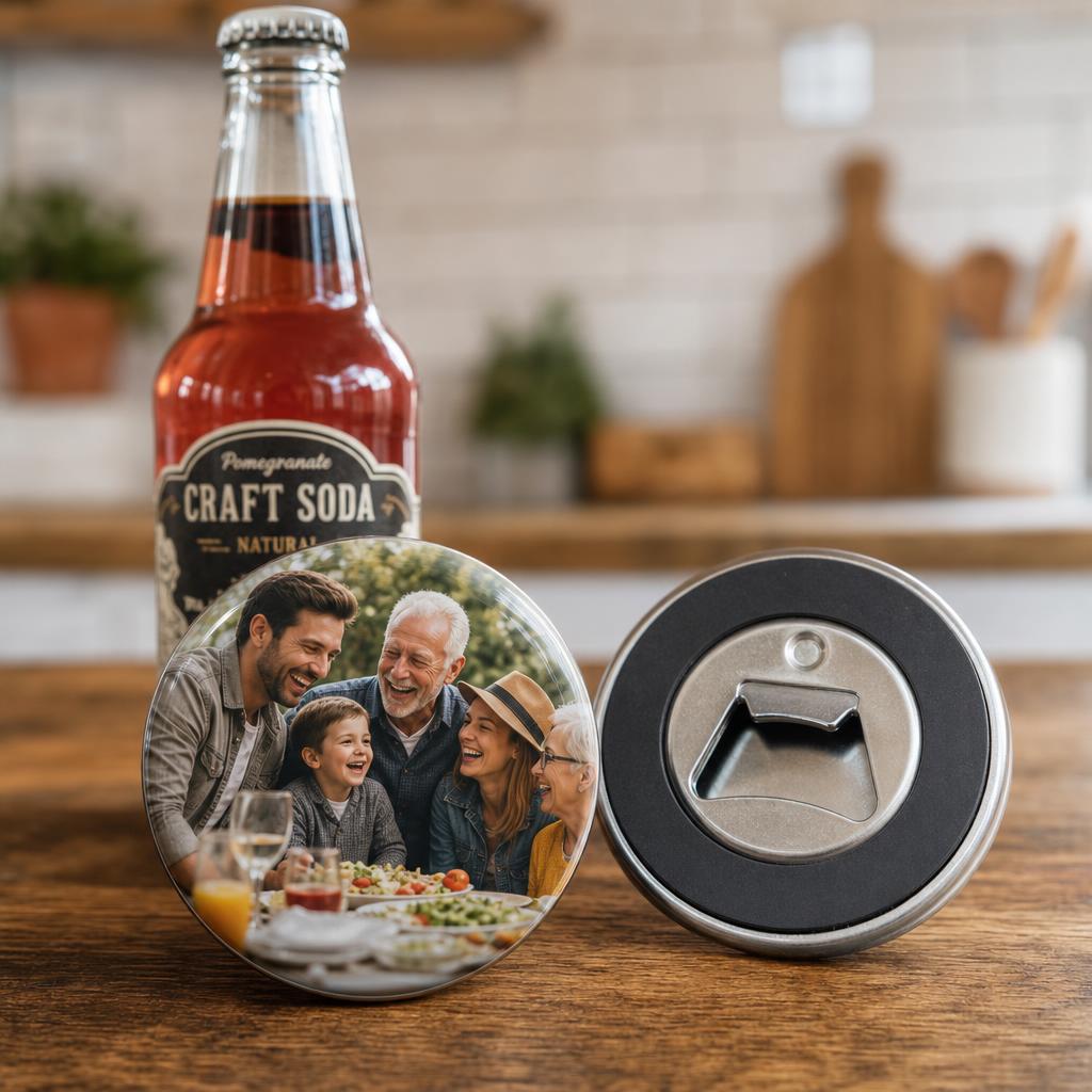 Custom Photo Bottle Opener Magnet - 2.25" Round
