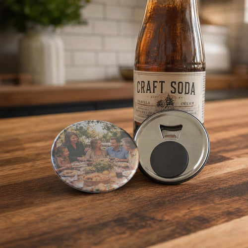 Custom Photo Bottle Opener Magnet - 2.25" Round